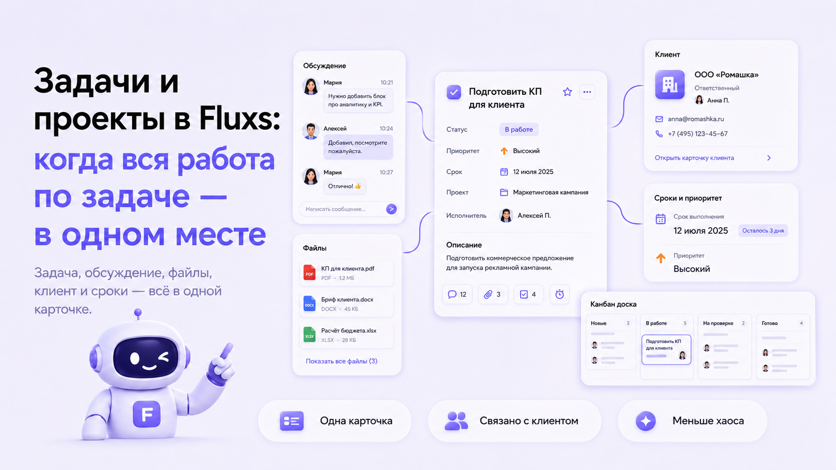 Задачи и проекты в Fluxs: когда вся работа по задаче — в одном месте
